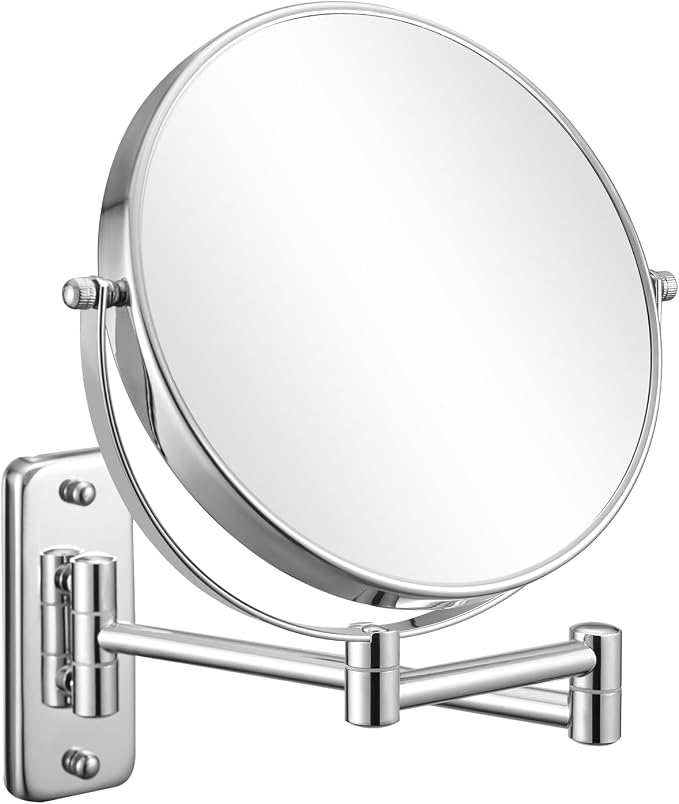 DECLUTTR 8 Inch Wall Mounted Magnifying Mirror with 10x Magnification, Double Sided Vanity Makeup Mirror for Bathroom, Chrome Finished