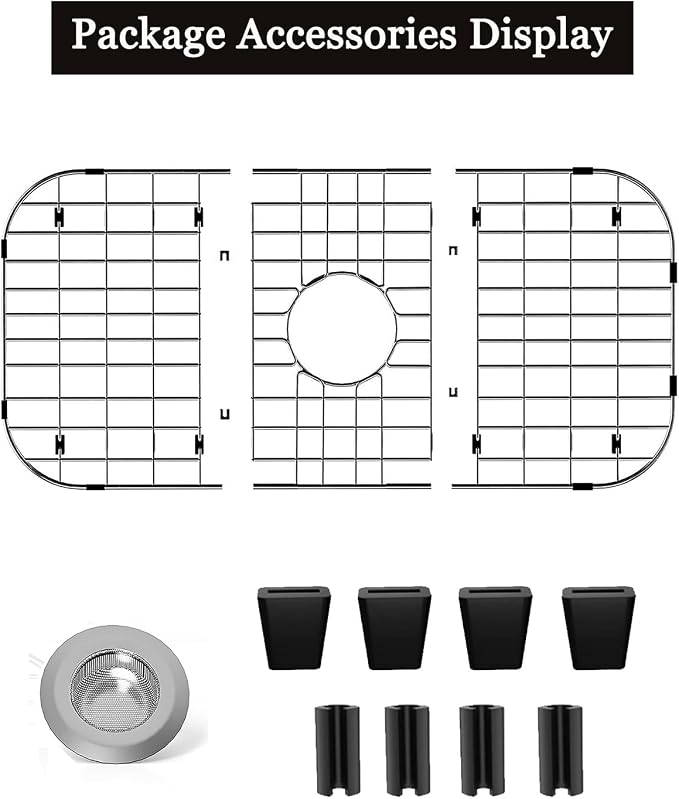 Sink Protectors for Kitchen Sink 26" x14", Center Drain | Rust Resistant Stainless Steel Kitchen Sink Grid and Sink Protectors, Sink Rack for Bottom of Sink with Sink Strainers