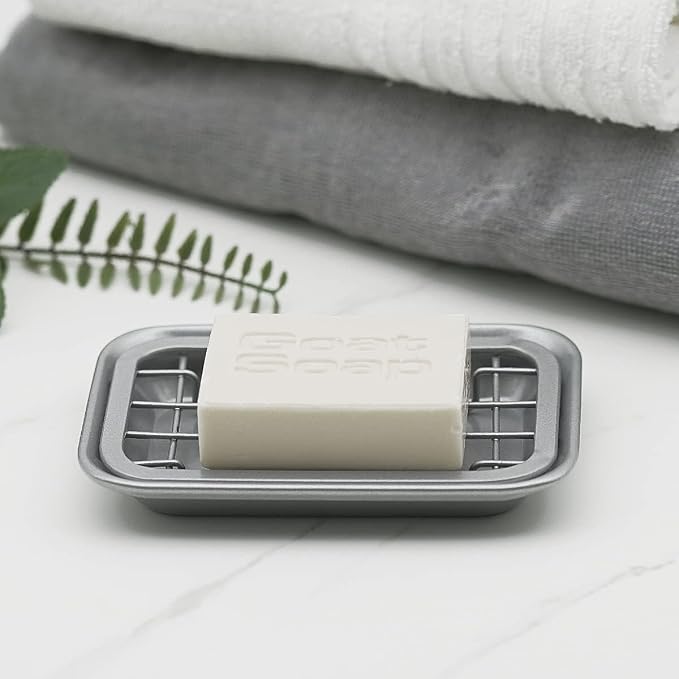 SheeChung Soap Dish for Bathroom Kitchen, Stainless Steel Soap Holder Tray | 1 Pack Silver, Metal Soap Dish with Drainage, for Kitchen Sink Counter to Store Bar Soap Sponges Scrubbers, Rust Resistant