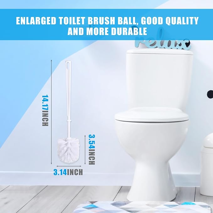 50 Pcs White Toilet Brush, Bathroom Toilet Bowl Brush, Soft Bristle Long Handle Plastic Toilet Scrubber for Bathroom