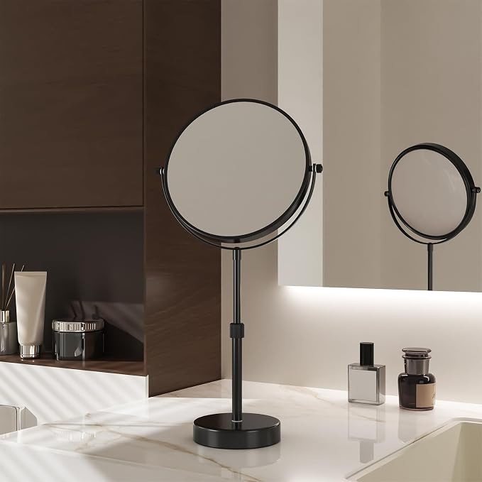 Nicesail 8 Inch Makeup Mirror Black, 19 Inch Tall, 10X Magnification Vanity | Magnifying Mirror, Tabletop with Pedestal, Height Adjustable (8 Inch, 10X), Beauty Mirror Magnifying Vanity Mirror 10x