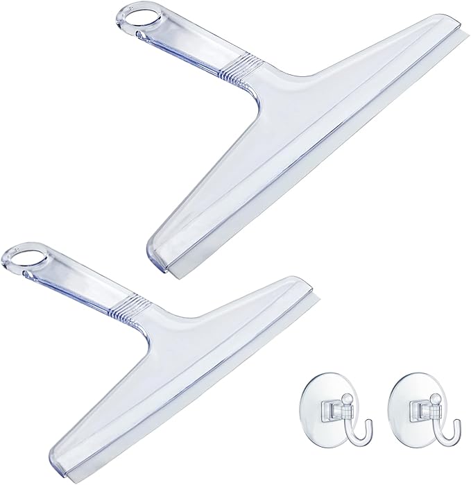 New Talent 2 PCS Shower Squeegee Transparent, for Shower Glass, Shower Doors, Bathroom, Window and Car Glass(1 Large and 1 Small)