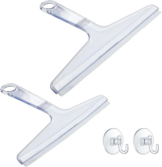 New Talent 2 PCS Shower Squeegee Transparent, for Shower Glass, Shower Doors, Bathroom, Window and Car Glass(1 Large and 1 Small)