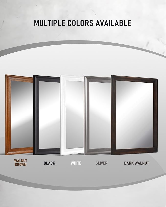 White Wood Wall Mirror for Bathroom,Rectangle 20 x 30 inch Vanity Mirrors | Hanging Mirror with Wooden Frame for Living Room,Bedroom,Entryway