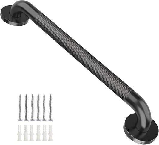 Shower Grab Bars for Seniors, 12 Inch Matte Black Bathroom Handle for Wall, Stainless Steel Anti Slip Bathtub Safety Bar, ADA Compliant 500 LBS Hand Rail for Elderly, Handicap