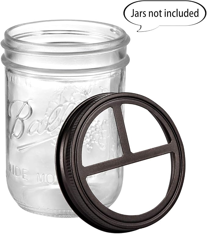 SheeChung 2 Pack Mason Jar Toothbrush Holder Lids, Wide Mouth ONLY, Bronze | Rustproof 304 Stainless Steel, for Ball Mason Jar or Any Pint, Western Rustic Farmhouse Decor, Bathroom Accessories Set