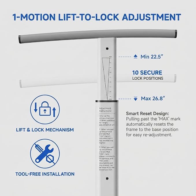 Toilet Safety Rails for Seniors, Heavy Duty Frame with Handles | 350lbs Reinforced Iron, Triple Stability with 2 Suction Cups & Rear Bar, Adjustable Height & Width