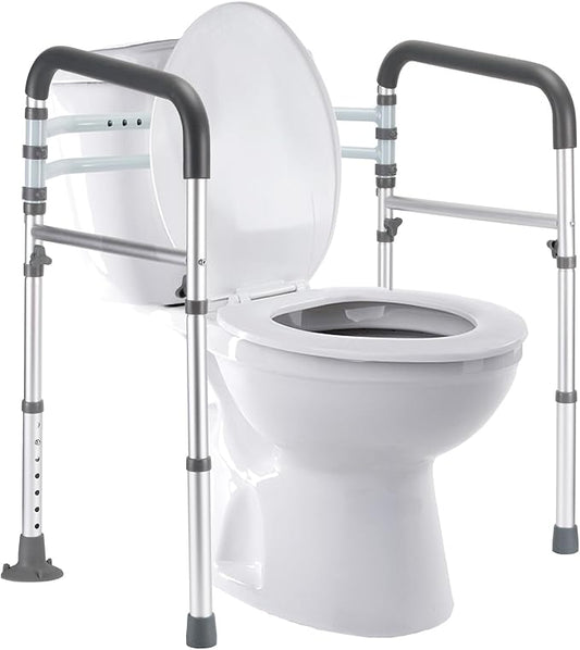 Lianjindun Toilet Safety Rails, 350 lbs, Adjustable Height & Width | Fits Most Toilets, Foldable Design, 350 Lbs Capacity, Aluminum Toilet Frame, Toilet Handles for Seniors, Disabled, Handicap