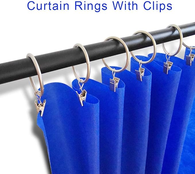 LLPJS 40 Pack Metal Curtain Rings with Clips, Curtain Clip Rings Hooks for Hanging Drapery Drapes Bows, Curtain Rod Rings 1.5 inch Interior Diameter, Matte Silver