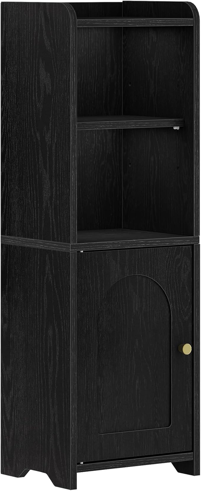 Hzuaneri Bathroom Storage Cabinet, Narrow Toilet Paper Cabinets with Doors | Small Corner Floor Cabinet with Doors and Adjustable Shelf, Bathroom Organizer for Small Spaces, Black BC29704X