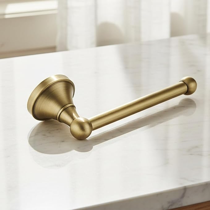 Flybath Toilet Paper Holder Brushed Brass Antique Wall Mounted for Bathroom | Rust-proof, Heavy Duty, Sturdy, Easy to Fit, Vintage Gold Loo Roll Holder, Paper Tissue Storage, Retro Bathroom Accessories