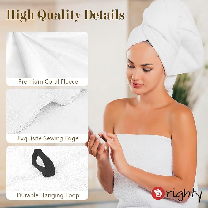 Orighty Bath Towels, Soft Feel Bath Towel, 2 Pack (27'' x 54'') | Highly Absorbent, Quick Drying Microfiber Towels for Body, Sport, Yoga, SPA, Fitness, Bathroom -White