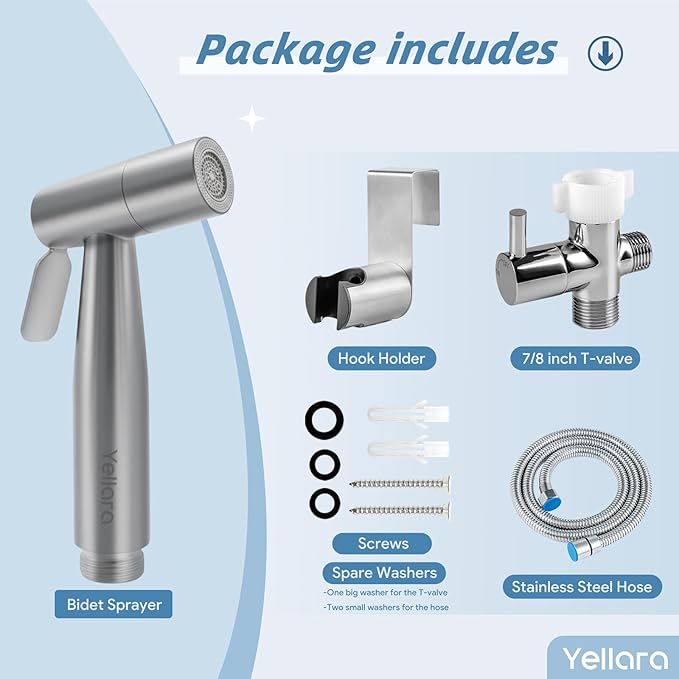 Handheld Bidet Sprayer for Toilet - 4 Spray Modes, Toilet Cleaning - Stainless Steel, Adjustable Water Pressure, Easy Installation
