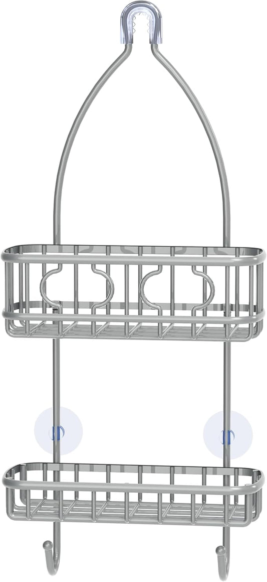 Simple Houseware Hanging Shower Head Caddy Organizer, 24 x 10, Silver | (24 x 10.2 x 4.25 inches)
