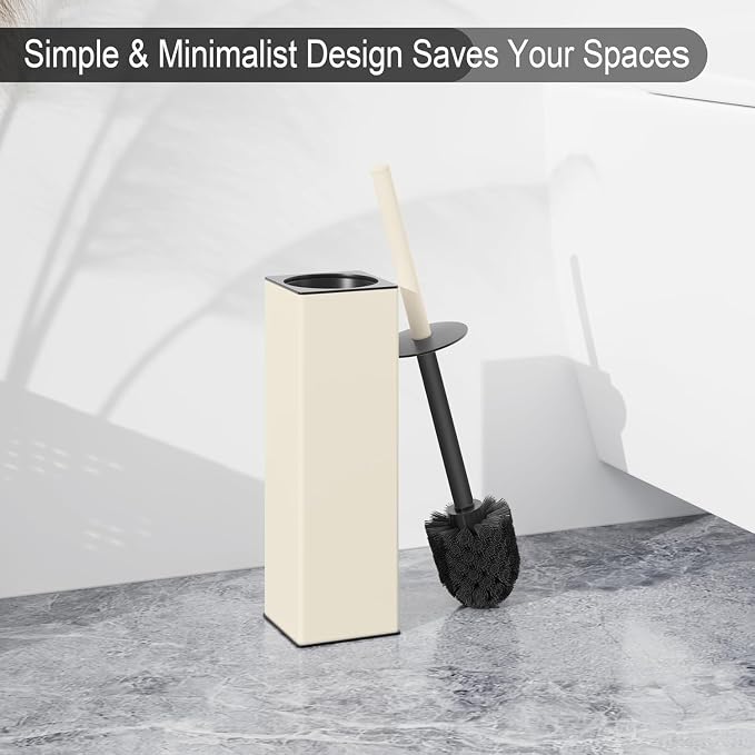 Toilet Brush and Holder Set White Freestanding for Bathroom