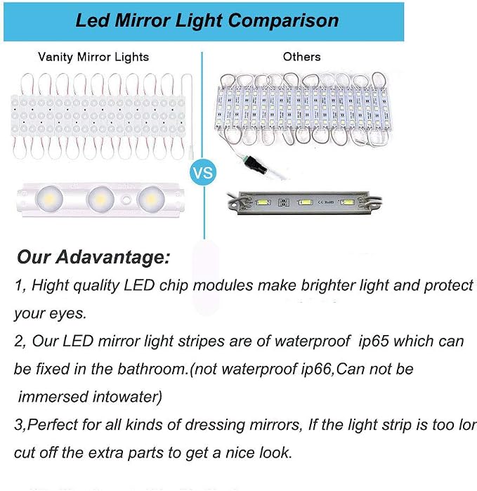 Led Vanity Mirror Lights, Hollywood Style Vanity Make Up Light, 10ft Ultra Bright White LED, Dimmable Touch Control Lights Strip, for Makeup Vanity Table & Bathroom Mirror, Mirror Not Included