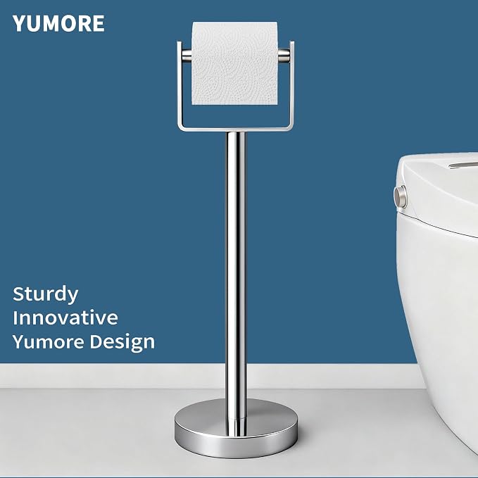 Heavy Duty Toilet Paper Holder Stand, Extra-Weighted Base No Tipping | Stainless Steel Toilet Paper Stand, Free Standing Floor Tissue Roll Holder for Bathroom, Chrome 200UP