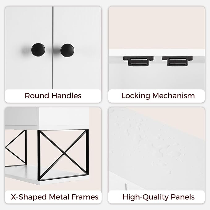 MAHANCRIS Bathroom Wall Cabinet with 2 Door and Adjustable Shelf, Farmhouse Medicine Cabinet with Towel Rack, 3-Tier Wall Mounted Storage Cabinet Over The Toilet for Bathroom, 18.9" L, White