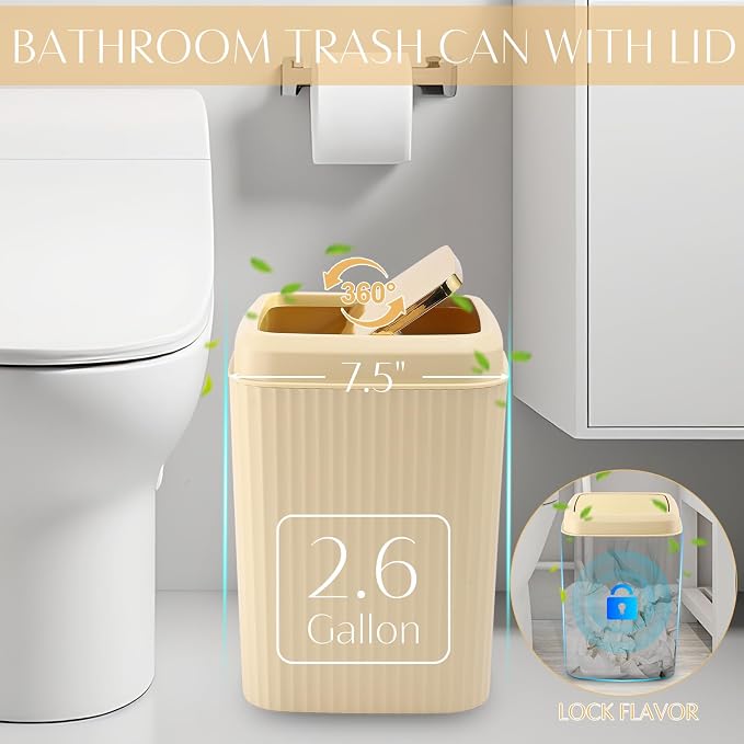 32PCS Bathroom Accessories Set Bathroom Set,Beige Shower Curtain Set,Bath Towel Set,Hand Towel,Toilet Brush,Trash Can & 3PCS Soap Dispenser