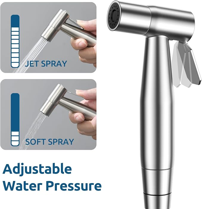 Handheld Bidet Sprayer for Toilet, Brushed Nickel, 3 Pack | Bidet Attachment for Toliet, 3 Packs, Adjustable Pressure, Stainless Steel Body, Feminine Wash, Cloth Diaper Rinse