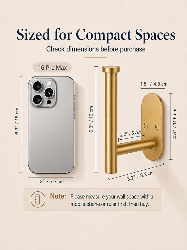 2Pcs Gold Toilet Paper Holder Wall Mount for Bathroom, Heavy-Duty Screw-in Rv Toilet Roll Holder, SUS304 Rustproof Stainless Steel Rust Proof, Suitable for Kitchen Washroom Thicken Morden Matte Black