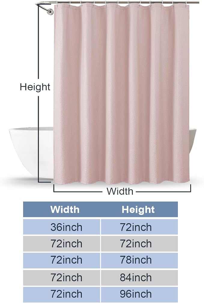 Pink Shower Curtain for Bathroom 78 Inches Long, 3D Embossed Textured Fabric Farmhouse Shower Curtain Soft Cloth, Water Repellent, Machine Washable, Hotel Style, 72" W x 78" L, Pink