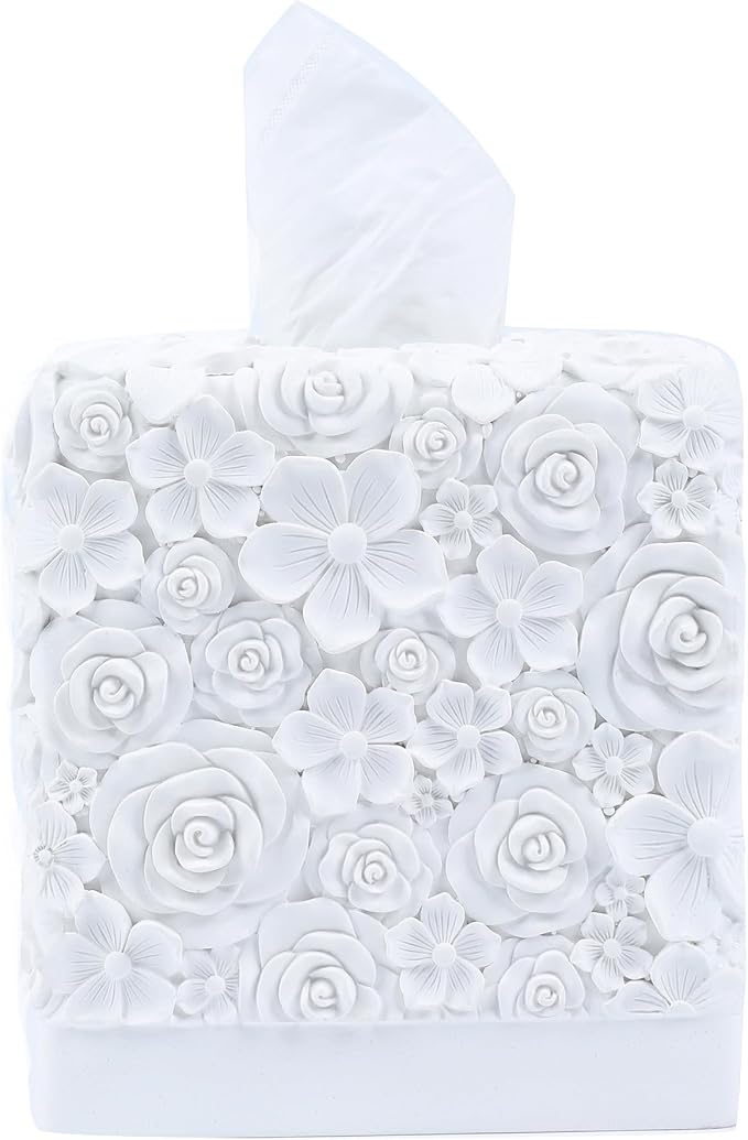Hymmah Modern Square Tissue Box Cover Holder,Bathroom Accessories Decor Unique Design Tissue Box Cover for Bathroom Vanity Counter Tops Also Great for Bedrooms and Living Rooms