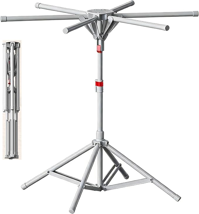 Laundry Rack Clothes Drying Rack Outdoor Portable Foldable Collapsible Hanging Dry Rack, Grey