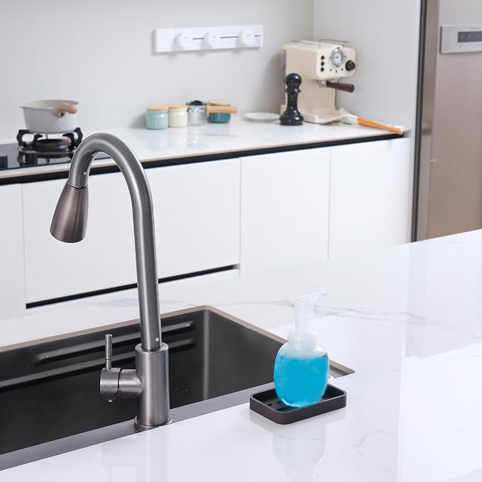 MicoYang Silicone Kitchen Sink Organizer Tray for Multiple Usage,Easy Clean Sponges Holder for Kitchen Bathroom Counter or Sink,Dish Soap Dispenser,Scrubber,Bottle,Cup Coffee 4.9”x 3.2”