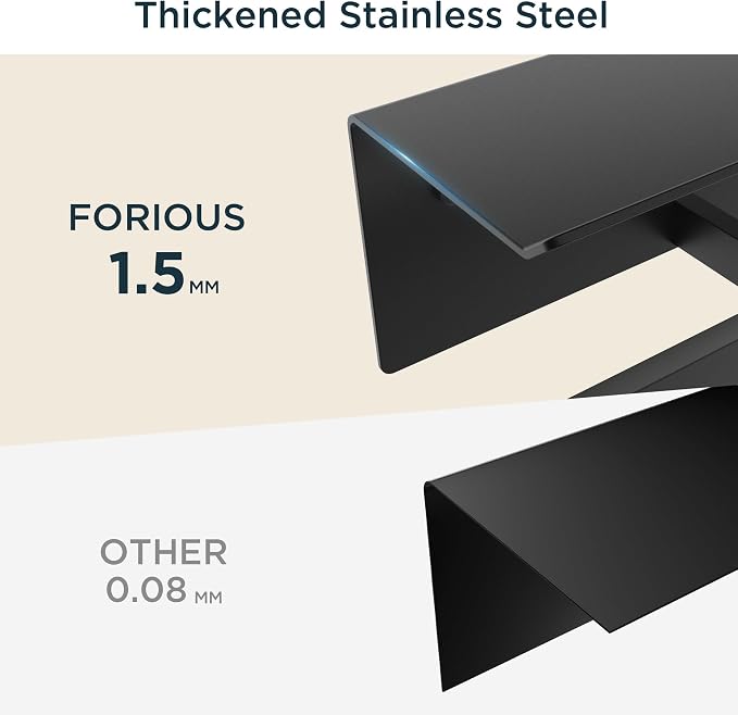 FORIOUS Toilet Paper Holder with Shelf, Commercial Toilet Paper Dispenser | Matte Black | SUS304 Stainless Steel Wall Mount Double Bathroom Tissue Roll Holder for Hotel, Apartments, etc