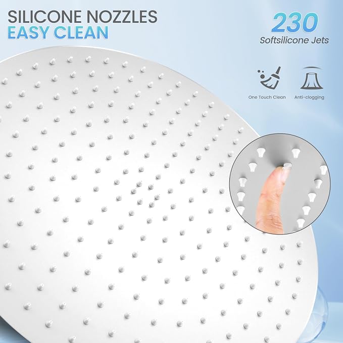 16 inch Ceiling Round Rain Shower Head Brushed Nickel - All Metal Stainless Steel 304, Full Body Round Rainfall Shower with 230 Silicone Nozzles