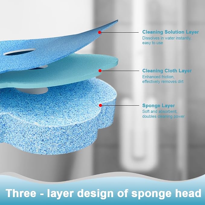 60-Pack Disposable Toilet Brush Refill Pads, Disposable Toilet Bowl Wand Refills, Toilet Cleaning Refills, Toilet Scrubber Refills, Brush Head Replacement for Toilet, Urinal, Bathtub & Wash Basin
