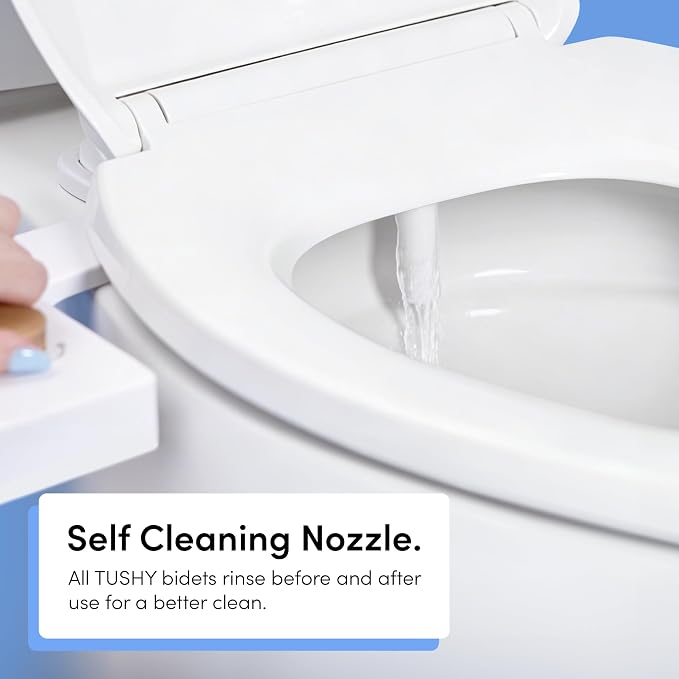 TUSHY Classic 3.0 Bidet Toilet Seat Attachment, Biscuit/Bamboo | Non-Electric, Self Cleaning Water Sprayer, Adjustable Pressure Nozzle, Angle Control, Easy Home Installation