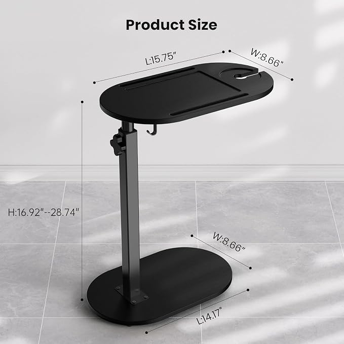 Bamboo Bathtub Tray Table with Adjustable Height,Freestanding Design for Spa,Bathtub, Bed, Sofa, Couch with Wine Glass Holder, Perfect for Luxury Bath Home Spa Gift（Black）