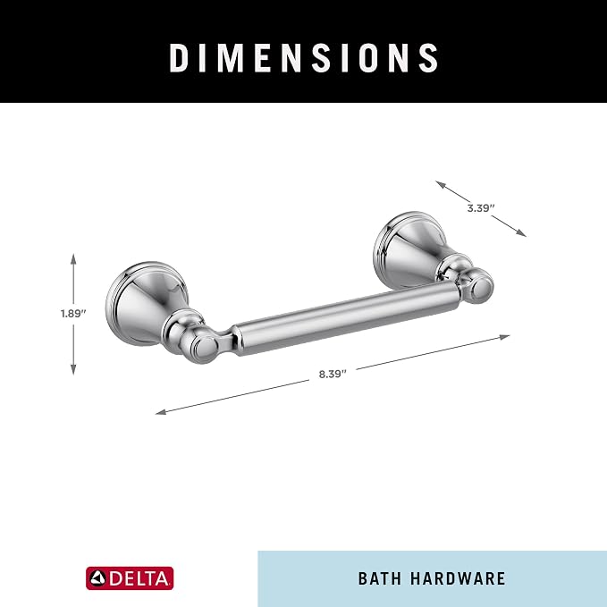 Delta Woodhurst (1-Pack) Toilet Paper Holder Polished Chrome Tissue Roll Holder for Bathroom Organization and Storage Pivoting Toilet Tissue Holder Wall Bathroom Accessories 73250