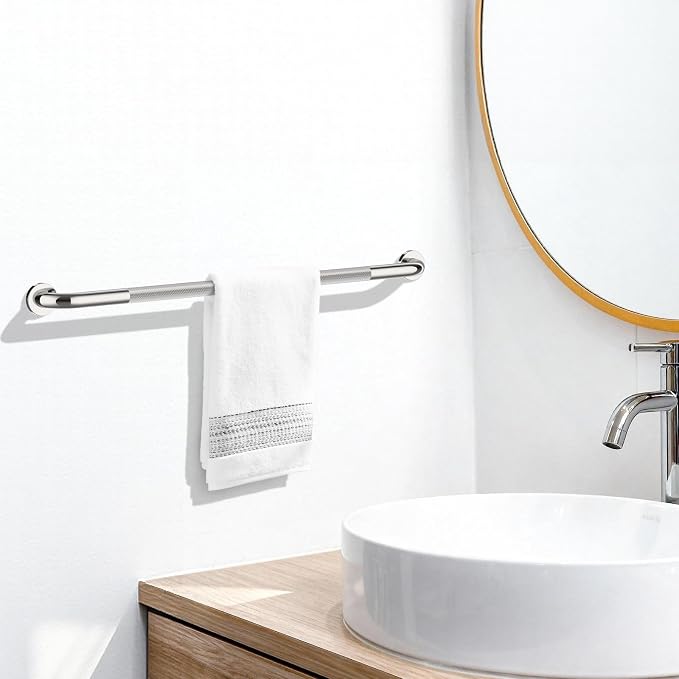 ZUEXT 42 Inch Extra Long Polished Chrome Anti Slip Knurled Safety Grab Bar | Stainless Steel Bathroom Safety Assist Handle, Heavy Duty Wall Mounted, Balance Support Rail for Seniors Handicap, 1.25" Dia