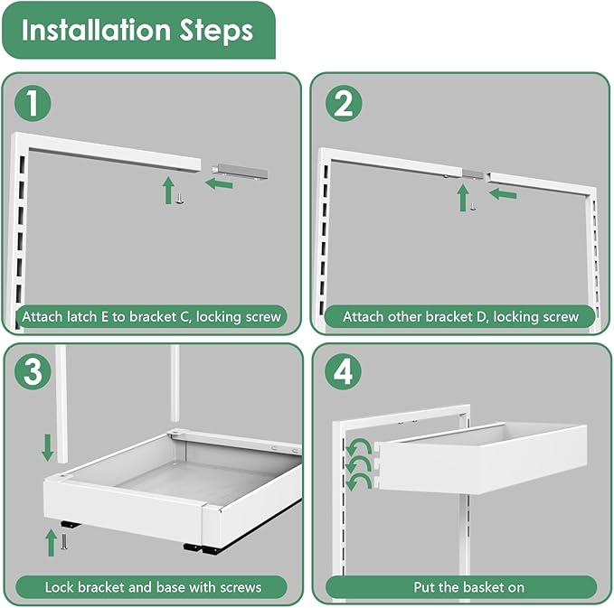 L-Shaped Under Sink Organizer with 6-Level Height Adjustment | Expandable Width, Pull-Out Cabinet Storage Rack with Quiet Sliding Rails for Kitchen, Bathroom, Laundry Room Cabinets, White