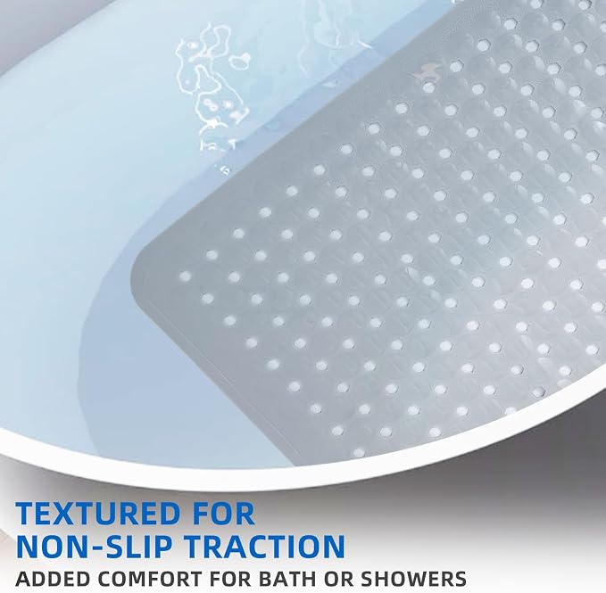 MOONFLY Shower and Bathtub Mat, 40x16 Inches, Grey