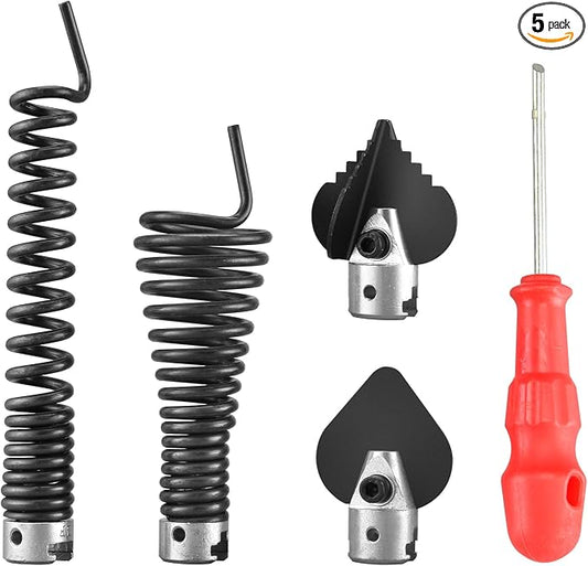 4-Piece Drain Snake Heads(7/8Inch)–Includes 4-Blade Saw Cutter,Spade Cutter&Augers–Compatible with K-1500,K-750 & 7/8"-1" Cables for 3" to 6" Pipes–Works with RIDGID,C-8,C-9,C-10 Cables