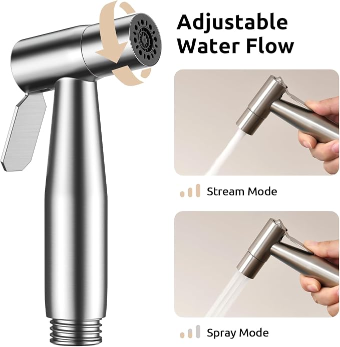 Arofa Hands-Free Bidet Sprayer, Dual Control Mode Bidet Attachment | Adjustabel Water Pressure, Hands-Free Operation, Leak-Free Hose, Fits Two-Piece Toilets, Feminine/Baby/Pet Wash, Easy Install