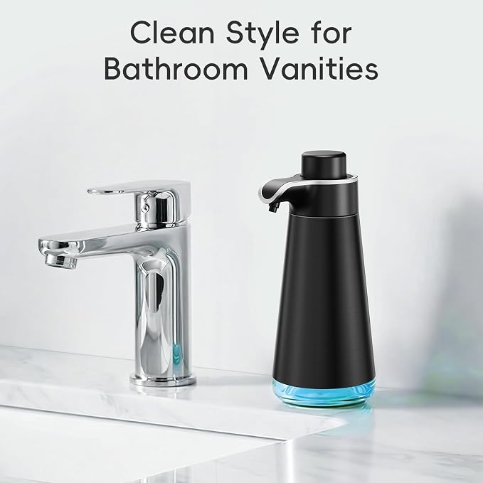 BYUNER Foaming Soap Dispenser for Bathroom & Kitchen, 15 fl oz Refillable Foam Soap Dispenser, Metal Look Countertop Soap Dispenser, Rust-Free Hand Soap Dispenser, Brushed Black