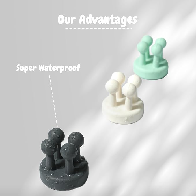 4Pcs Silicone Toothbrush Holders for Bathrooms,Waterproof Self Adhesive Multifunctional Hook for Hanging Towel Key Plug Cable for Bathroom Kitchen Living Room Office PurpleWhitePinkBlack