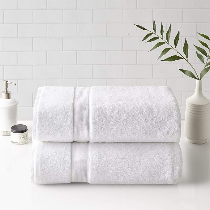 Madison Park Cotton Bath Sheet 2 Piece Oversized, 800GSM, 34" x 68" White | Long Staple, Highly Absorbent Bath Towel for Bathroom, Durable Hotel Spa Quality Quick Dry, Lint Reducing, OEKO-TEX Certified