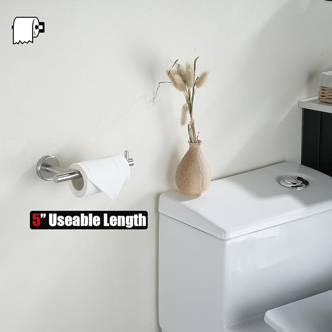 JQK Toilet Paper Holder, 5 Inch 304 Stainless Steel Tissue Paper Dispenser, Brushed Nickel Wall Mount 2 Pack, TPH100-BN-P2
