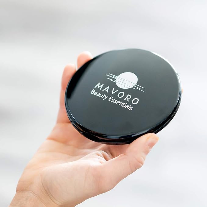 4" Compact Travel Makeup Mirror,1x/10x Magnification, Dual-Sided (Black)