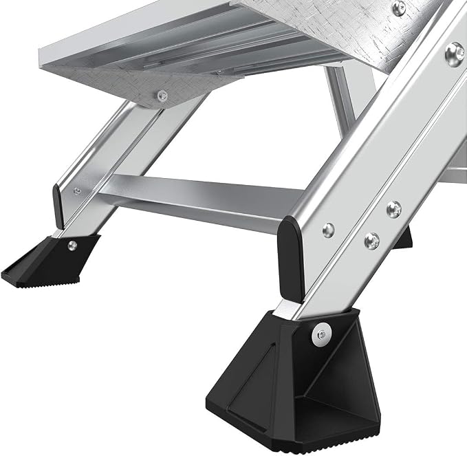 Little Giant Jumbo Step 3-Step Foldable 2.2 ft Aluminum Stool, 11903 | Foldable Aluminum Step Stool, Extra-Wide Stair-Like Treads, Rotating Handrail, Tool Tray, 375 lbs. Weight Capacity