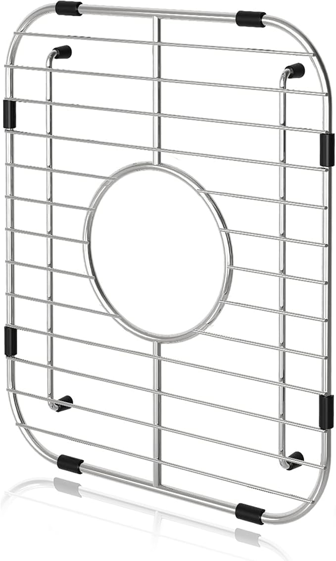 Orgneas Sink Protectors for Single Bowl Kitchen Sink Centered Drain | 304 Premium Stainless Steel Sink Bottom Grid Insert Sink Grate Drying Rack 12.5"x16", 1 Pcs