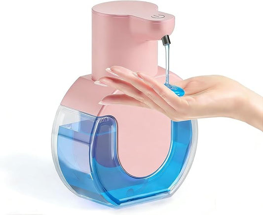Automatic Liquid Soap Dispenser Touchless,15oz/420ml USB Rechargeable Hand Soap Dispenser, 4-Level Adjustable, Wall Mounted/Countertop Soap Dispenser for Bathroom Kitchen Sink Dish Soap (Pink)