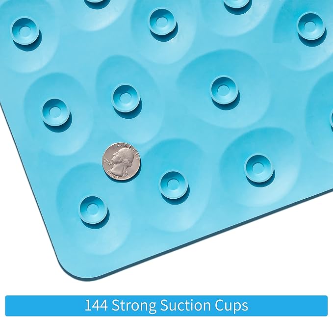 Non-Slip Bathtub Mat OTHWAY Soft Rubber Bathroom Bathmat with Strong Suction Cups (Blue)