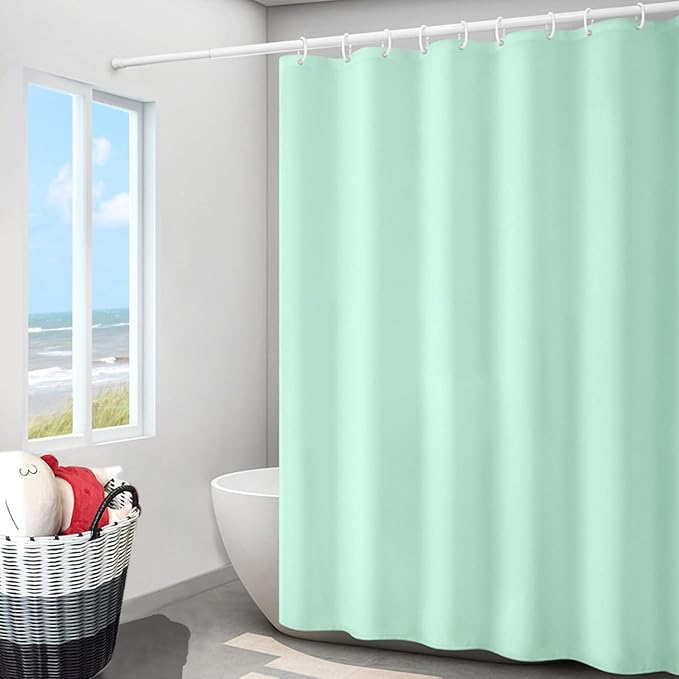 LLSCL Apple Green Fabric Shower Curtain Liner with Magnets, Waterproof Hotel Quality, 72 x 72 Machine Washable